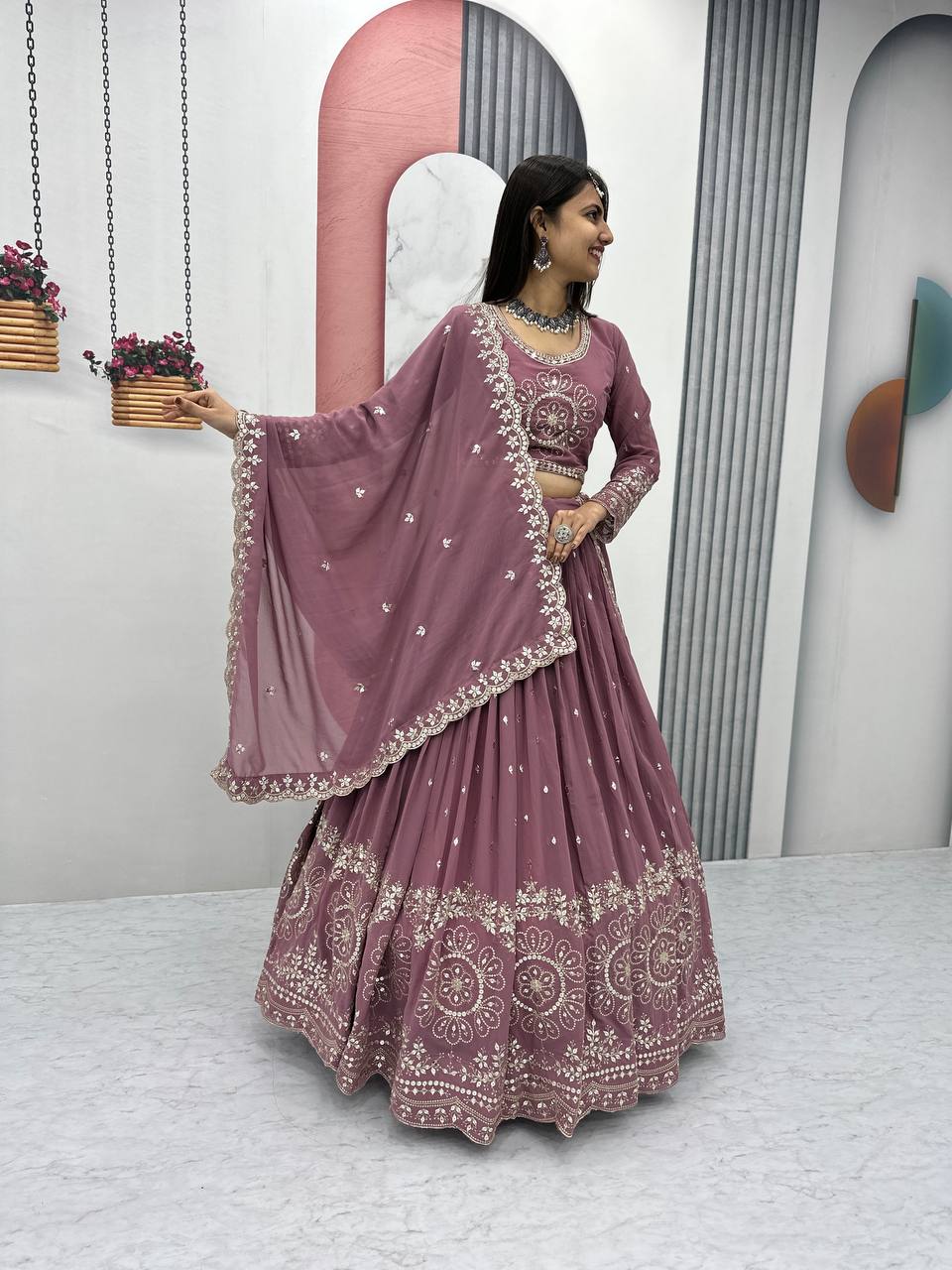 Beautiful Faux Georgette Ready to Wear Lehenga Choli
