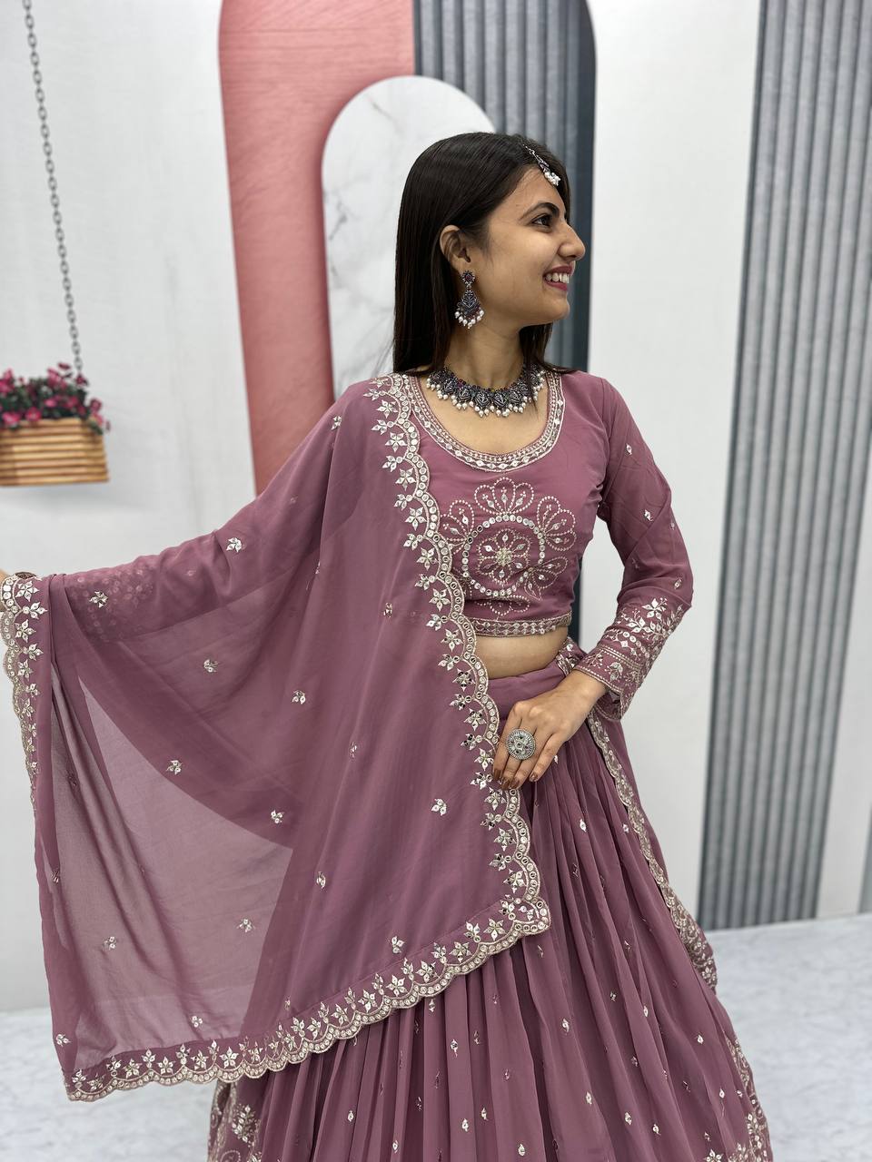 Beautiful Faux Georgette Ready to Wear Lehenga Choli
