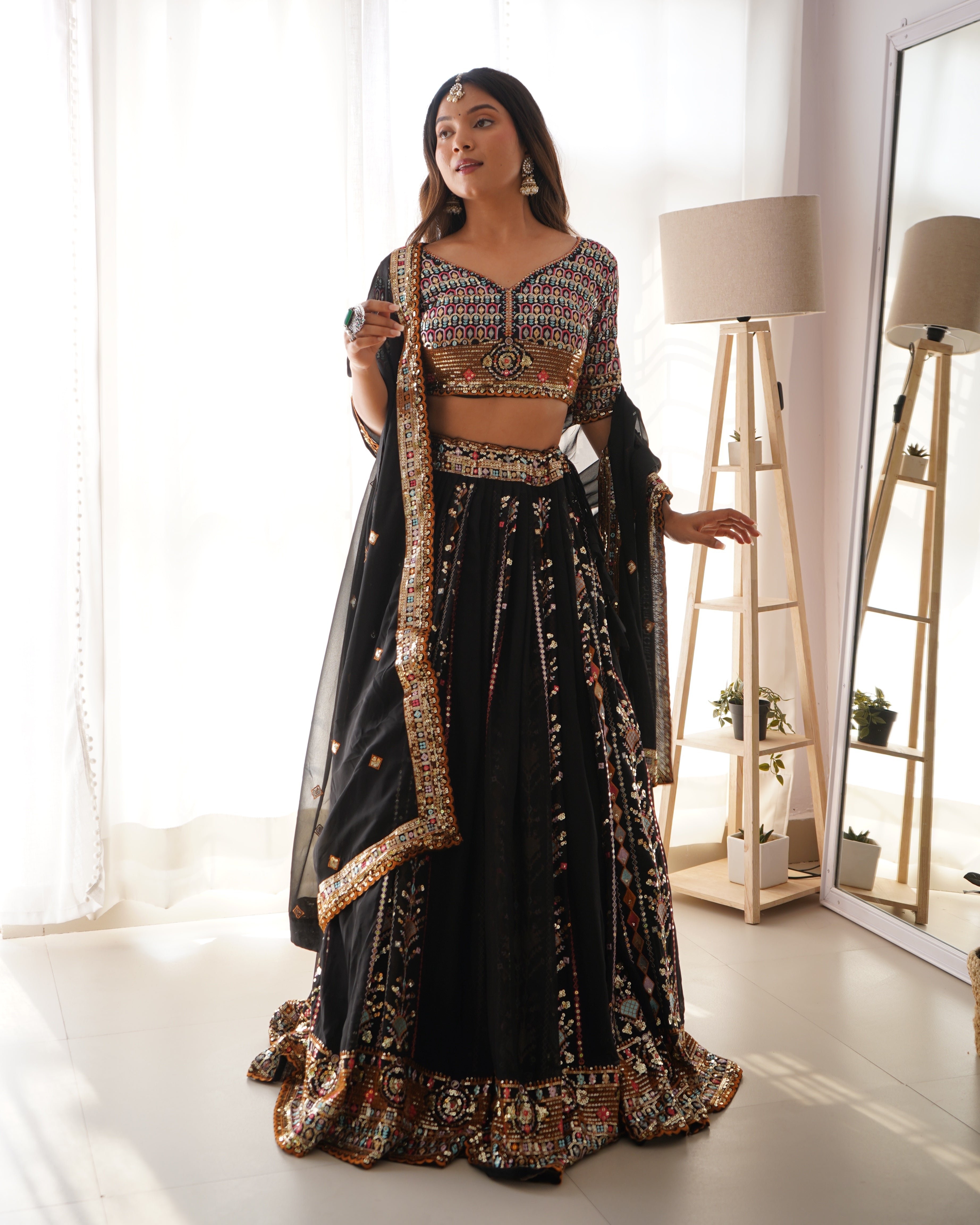 Premium Faux Georgette with Thread & Sequence work Lehenga Choli Set
