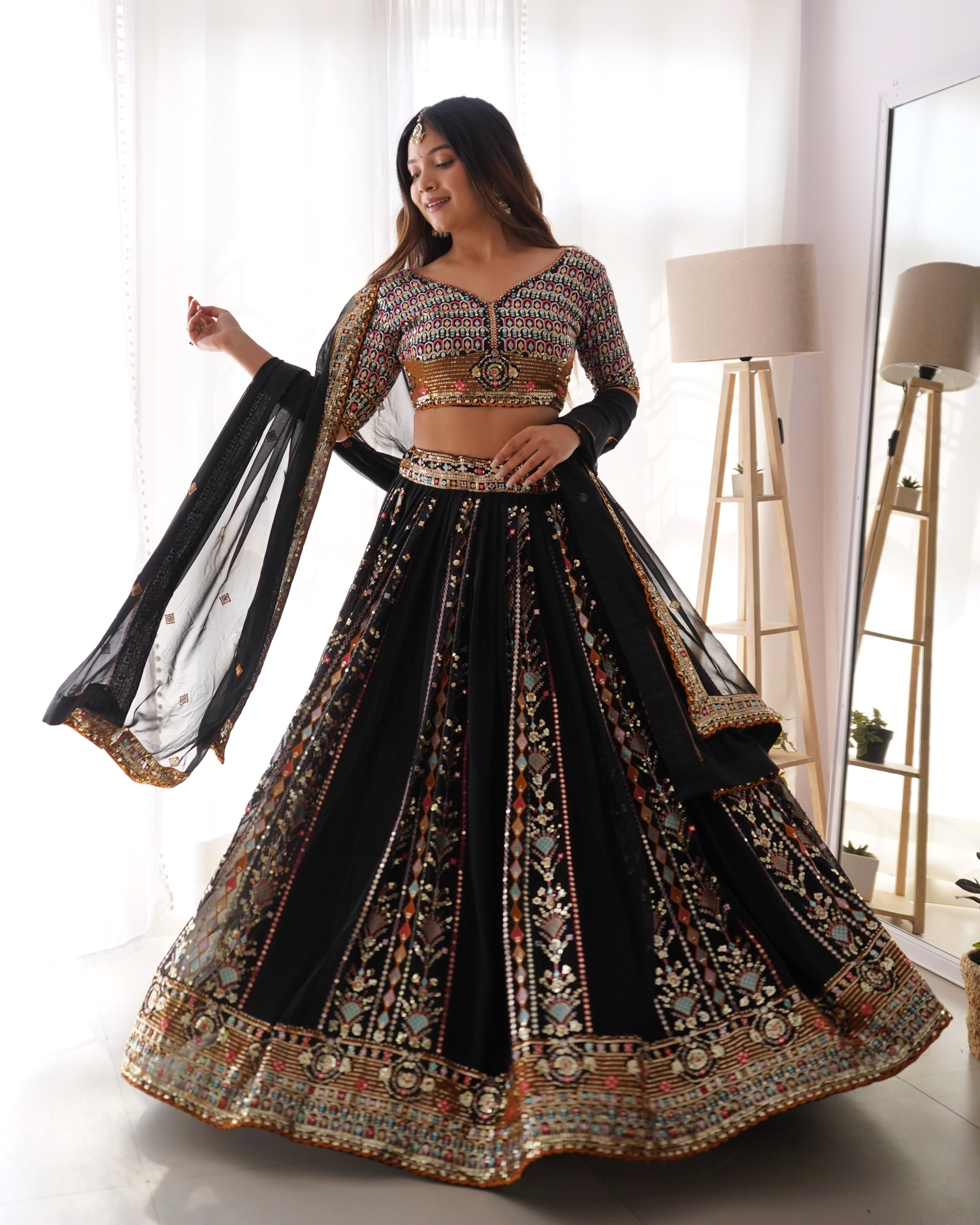 Premium Faux Georgette with Thread & Sequence work Lehenga Choli Set
