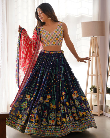Premium Faux Georgette with Thread with Sequence work Lehenga Choli Set