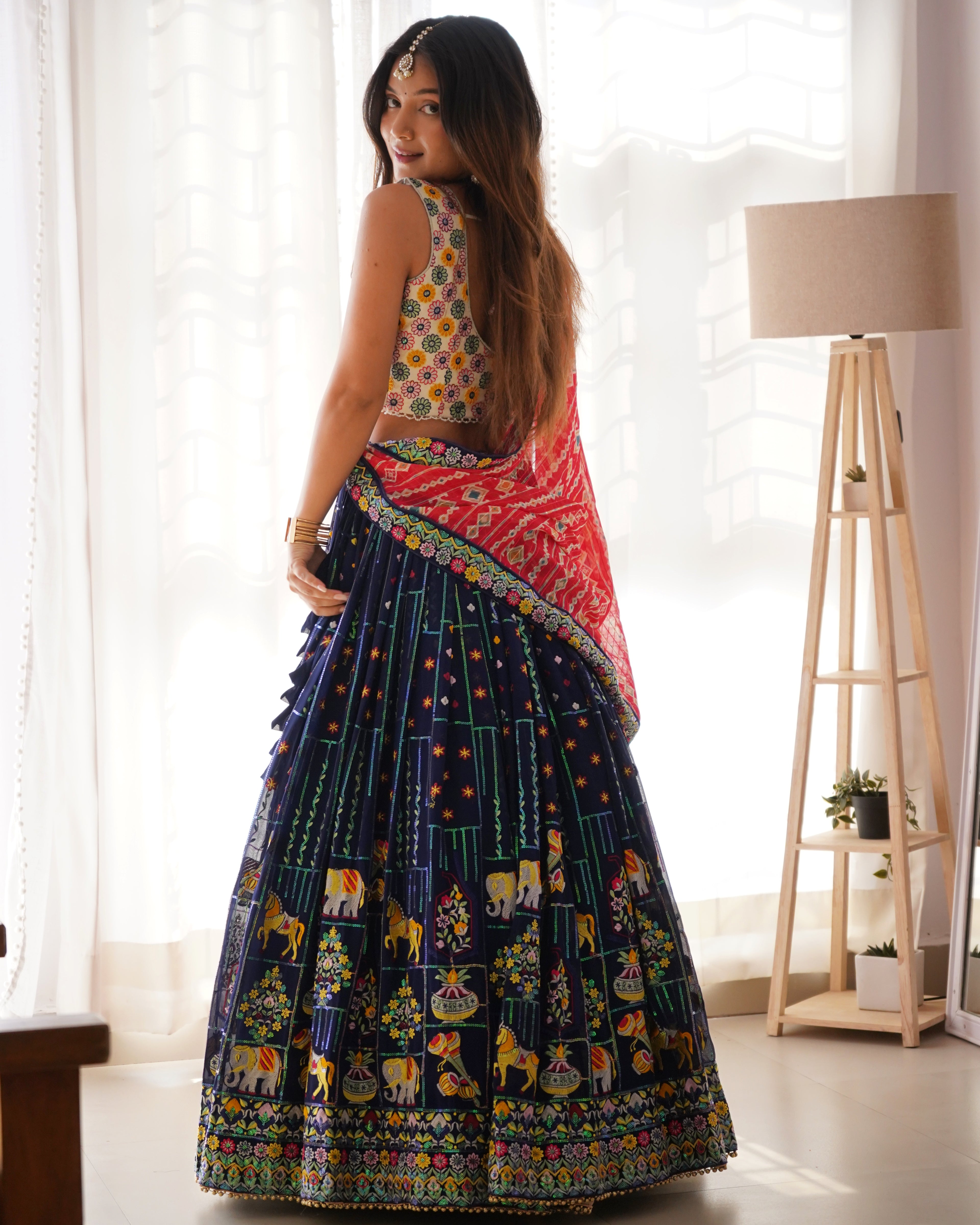 Premium Faux Georgette with Thread with Sequence work Lehenga Choli Set