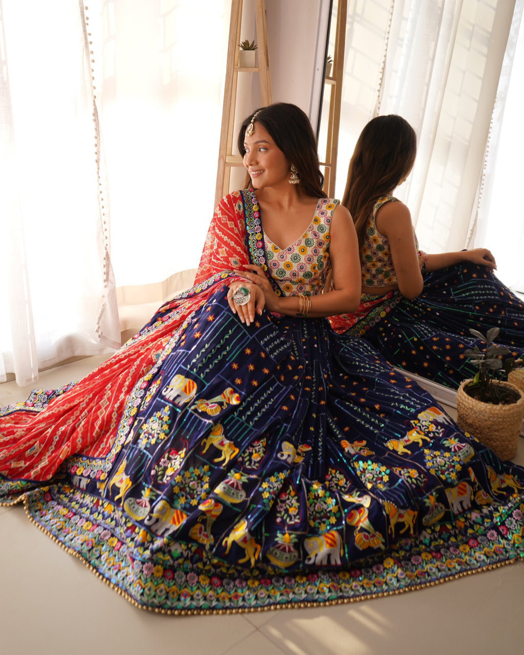 Premium Faux Georgette with Thread with Sequence work Lehenga Choli Set