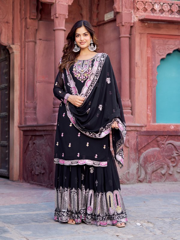 Premium Faux Georgette Silk with thread & Sequence Work Fancy Suit Set
