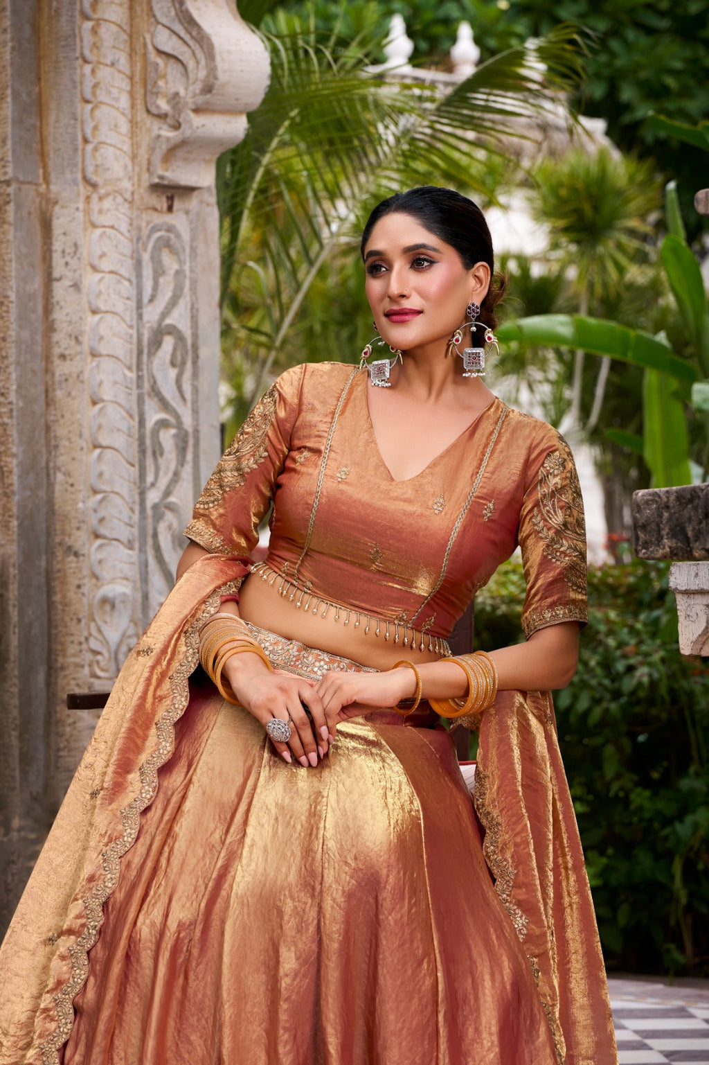 Festive Fendi Sequins and Thread Embroidery Work Lehenga Choli with Dupatta

