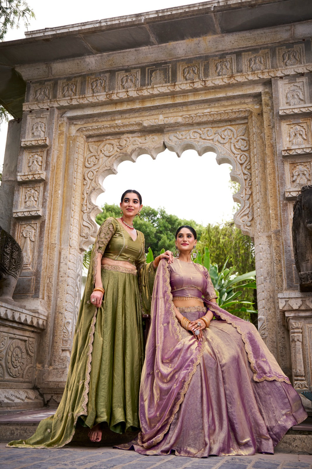 Festive Fendi Sequins and Thread Embroidery Work Lehenga Choli with Dupatta
