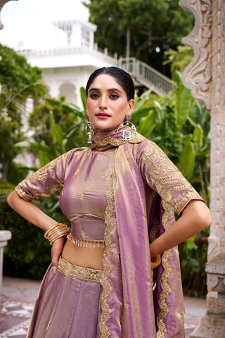 Festive Fendi Sequins and Thread Embroidery Work Lehenga Choli with Dupatta
