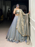 Festive Fendi Sequins and Thread Embroidery Work Lehenga Choli with Dupatta
