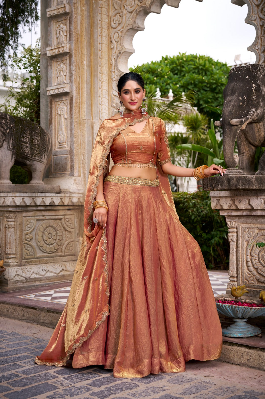Festive Fendi Sequins and Thread Embroidery Work Lehenga Choli with Dupatta
