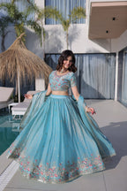 Festive Wear Fendi Silk Designer Lehenga Set with Embroidered Dupatta
