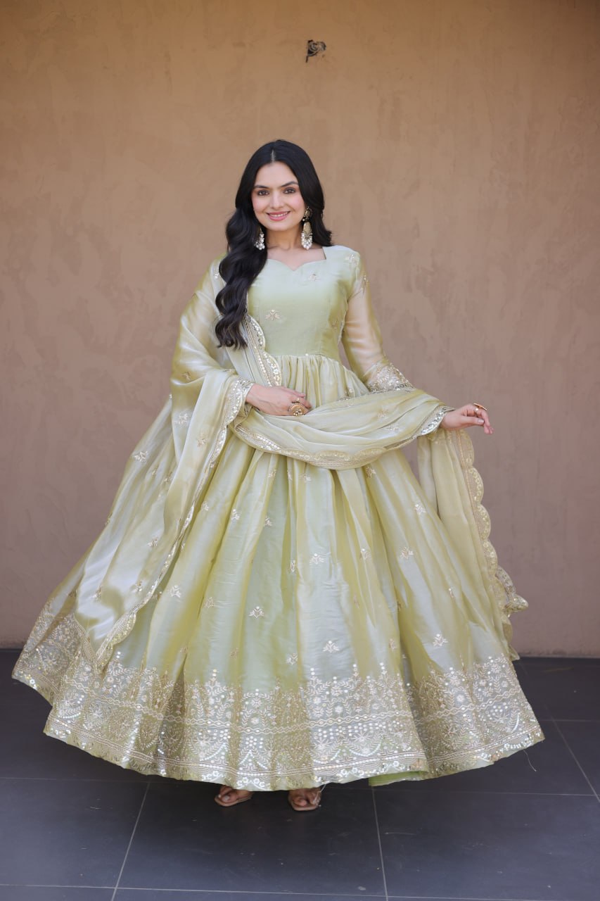 Wedding Special Fendi Silk Heavy Sequins Work Gown Collection
