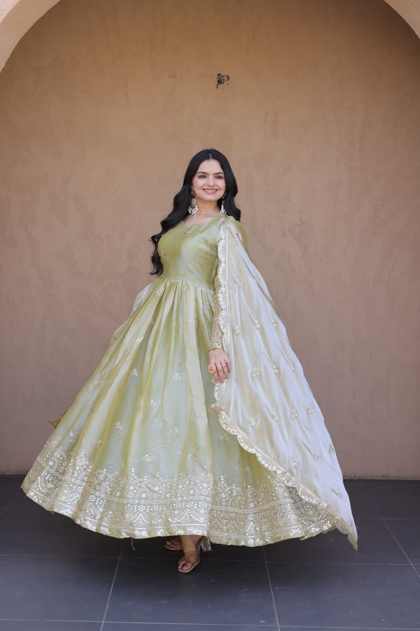 Wedding Special Fendi Silk Heavy Sequins Work Gown Collection
