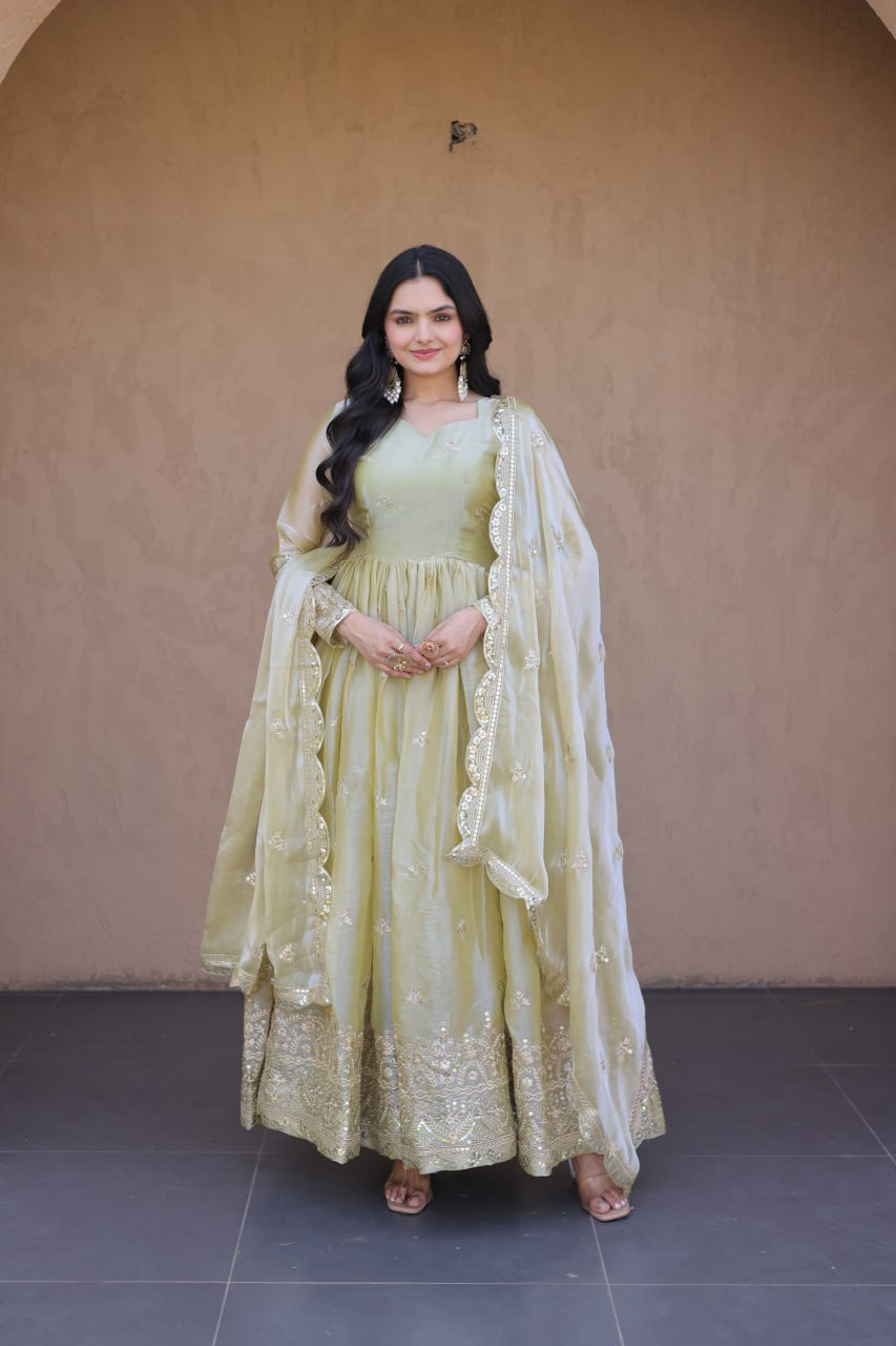 Wedding Special Fendi Silk Heavy Sequins Work Gown Collection
