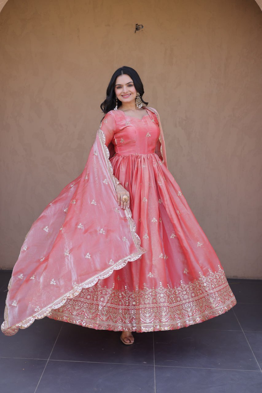 Wedding Special Fendi Silk Heavy Sequins Work Gown Collection
