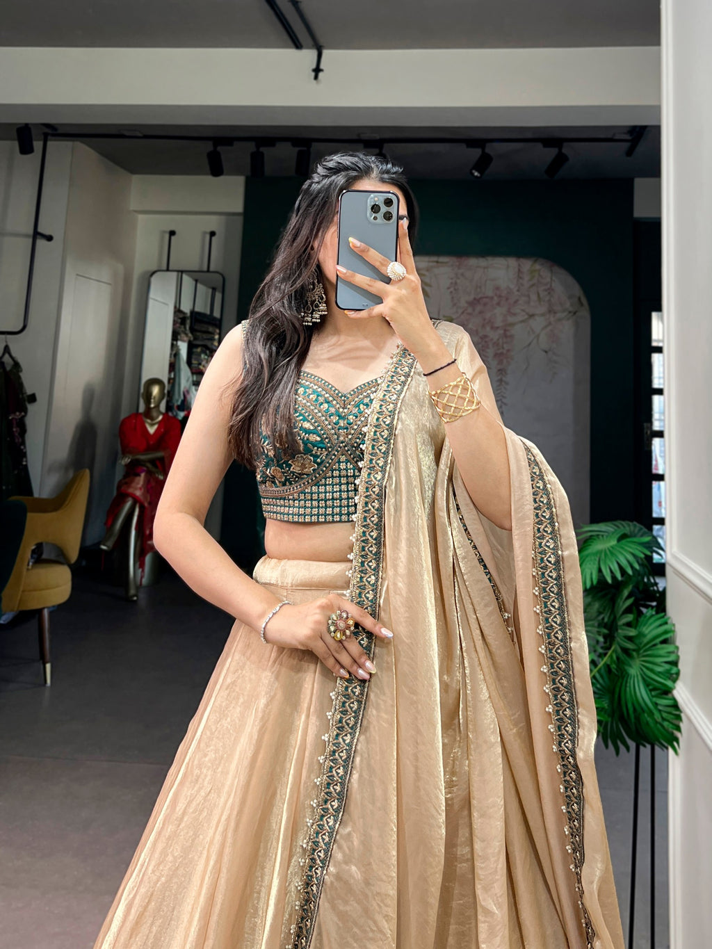 Wedding Special Fendi Silk Lehenga Choli with Embroidered Banglory Silk Blouse
