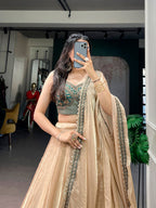 Wedding Special Fendi Silk Lehenga Choli with Embroidered Banglory Silk Blouse
