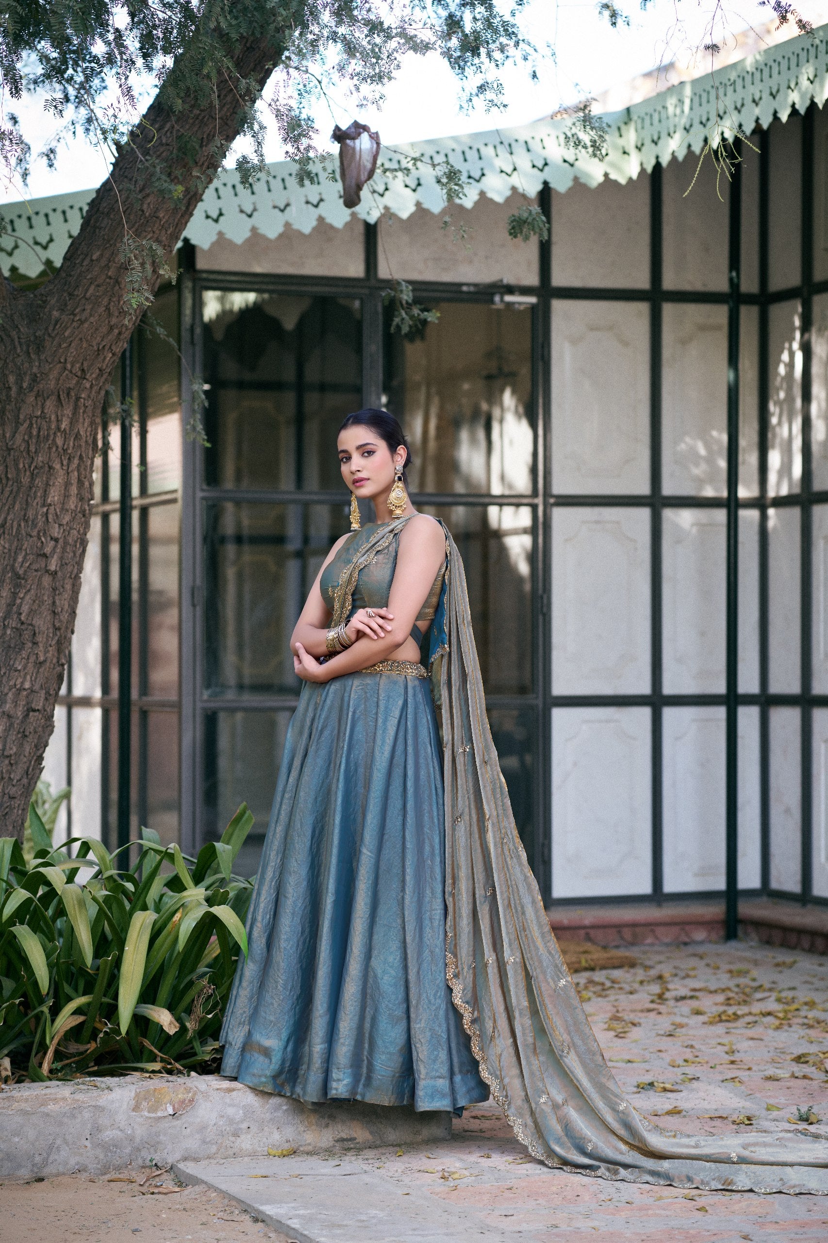 Festive Wear Fendi Thread Embroidered Lehenga Set for Women
