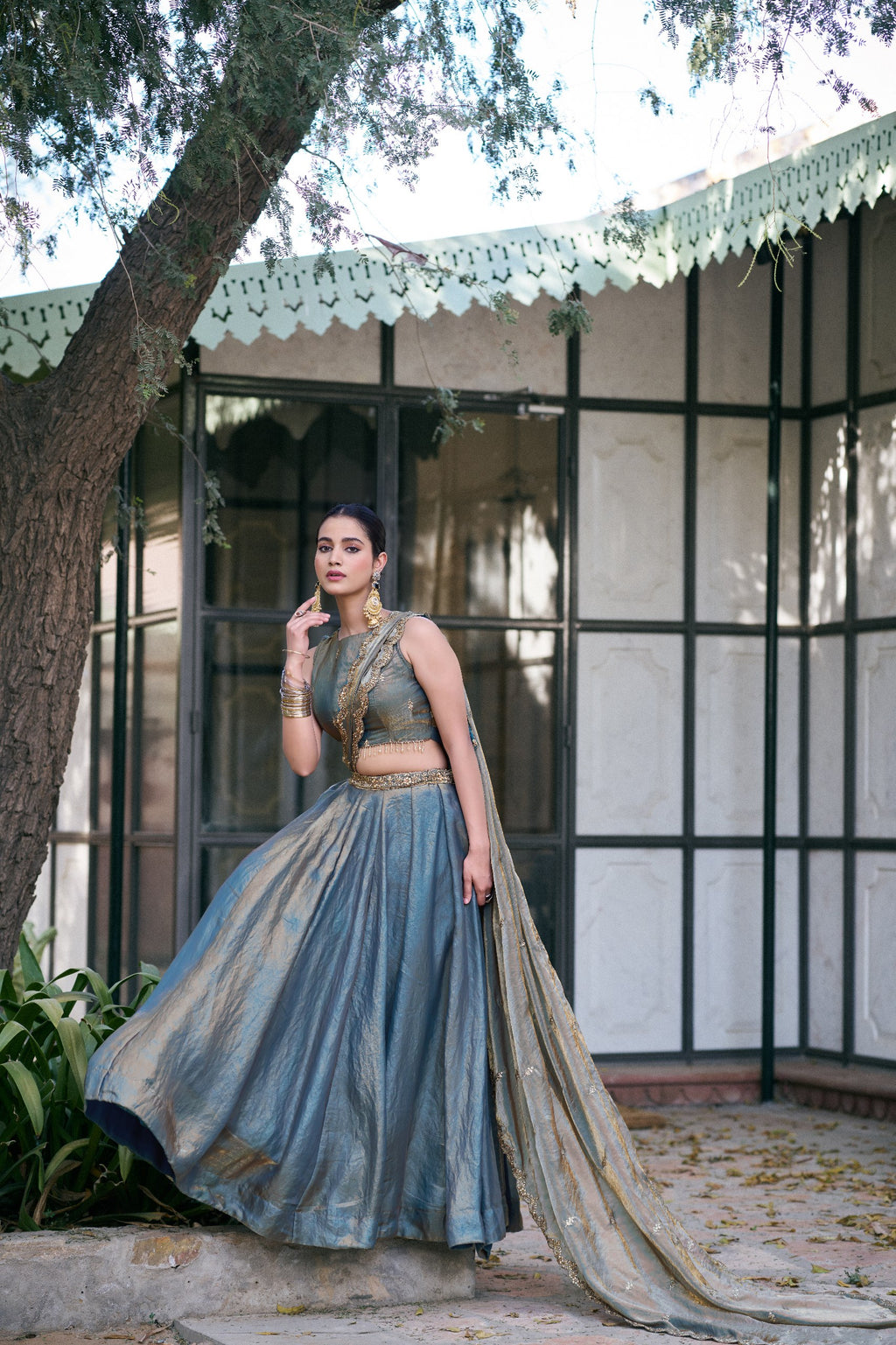 Festive Wear Fendi Thread Embroidered Lehenga Set for Women
