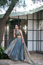 Festive Wear Fendi Thread Embroidered Lehenga Set for Women
