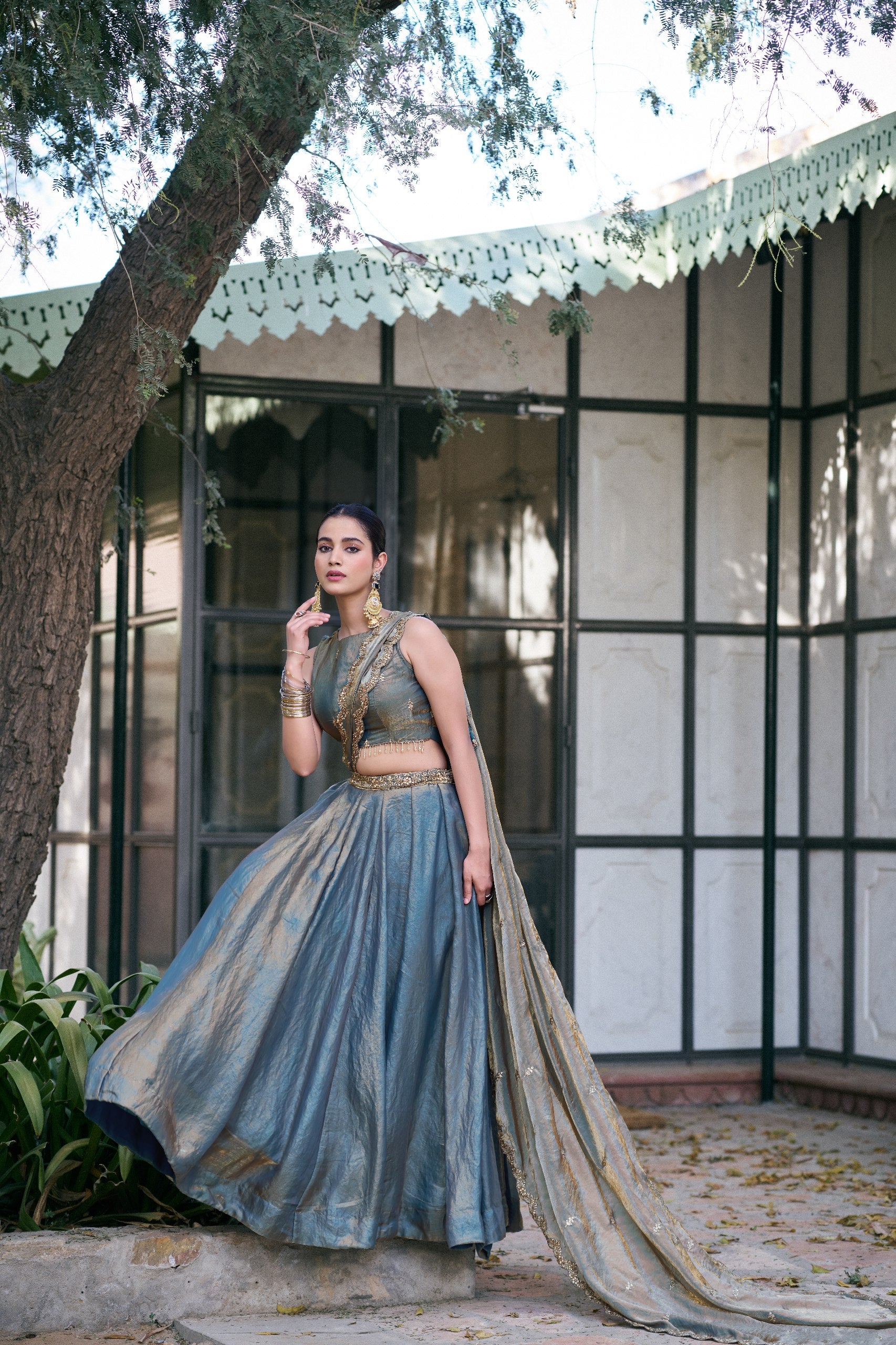 Festive Wear Fendi Thread Embroidered Lehenga Set for Women
