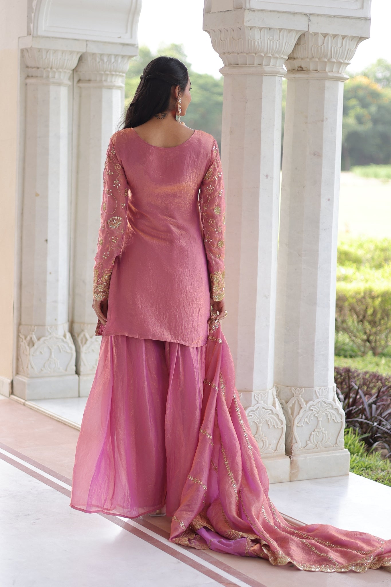 Premium Fendy Sharara Set with Rich Sequins Zari Embroidery