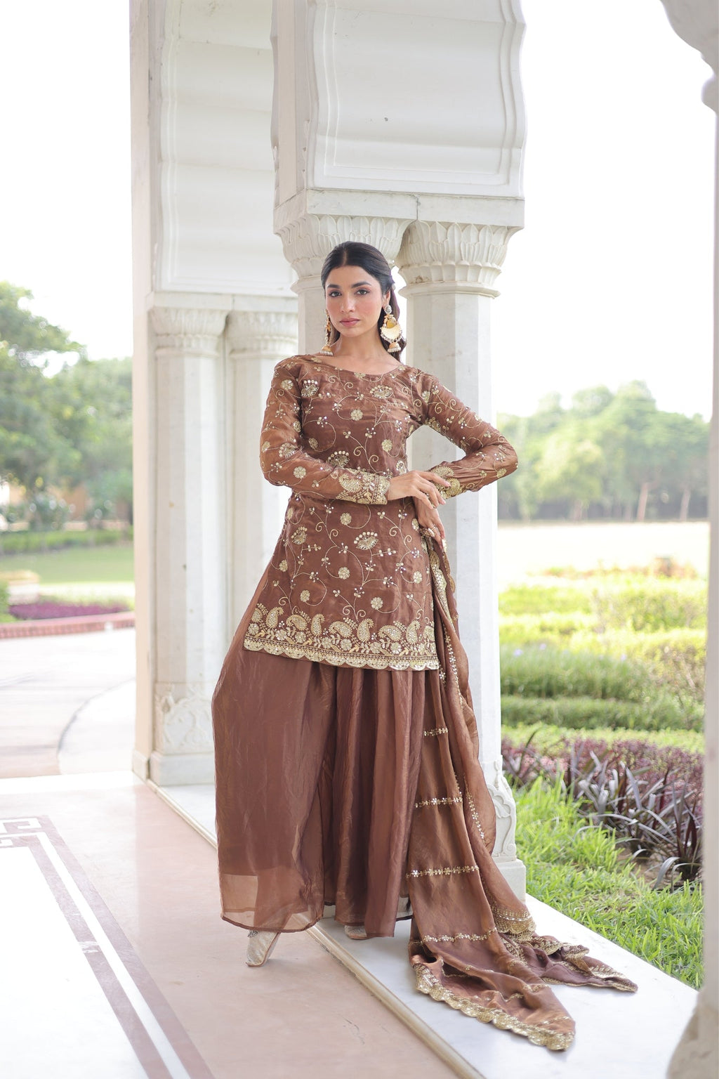 Premium Fendy Sharara Set with Rich Sequins Zari Embroidery