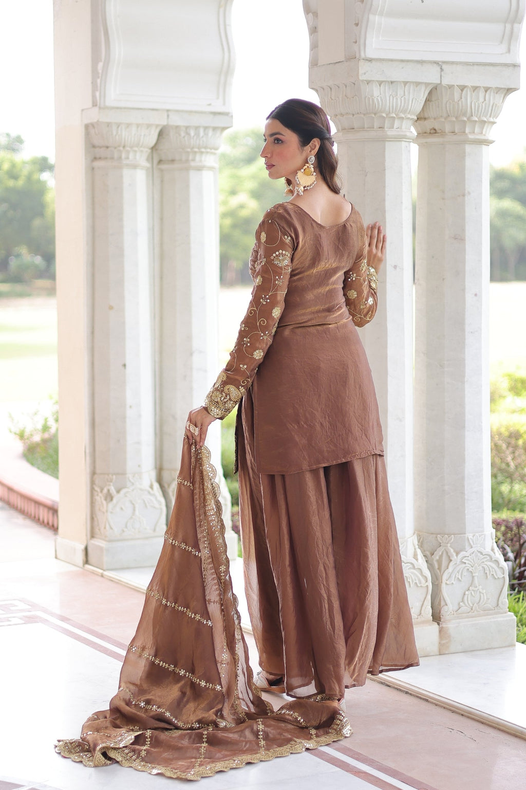 Premium Fendy Sharara Set with Rich Sequins Zari Embroidery