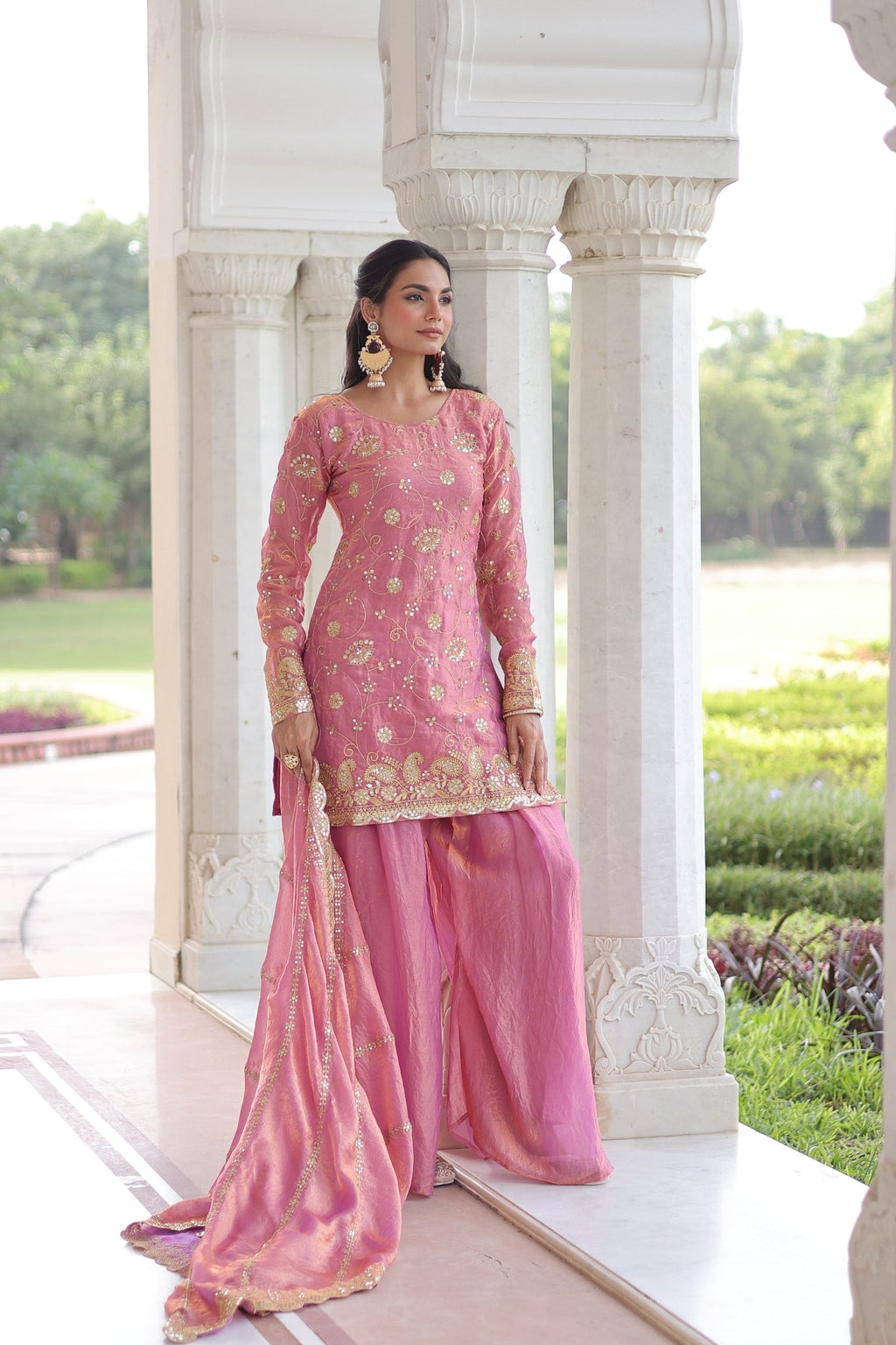 Premium Fendy Sharara Set with Rich Sequins Zari Embroidery