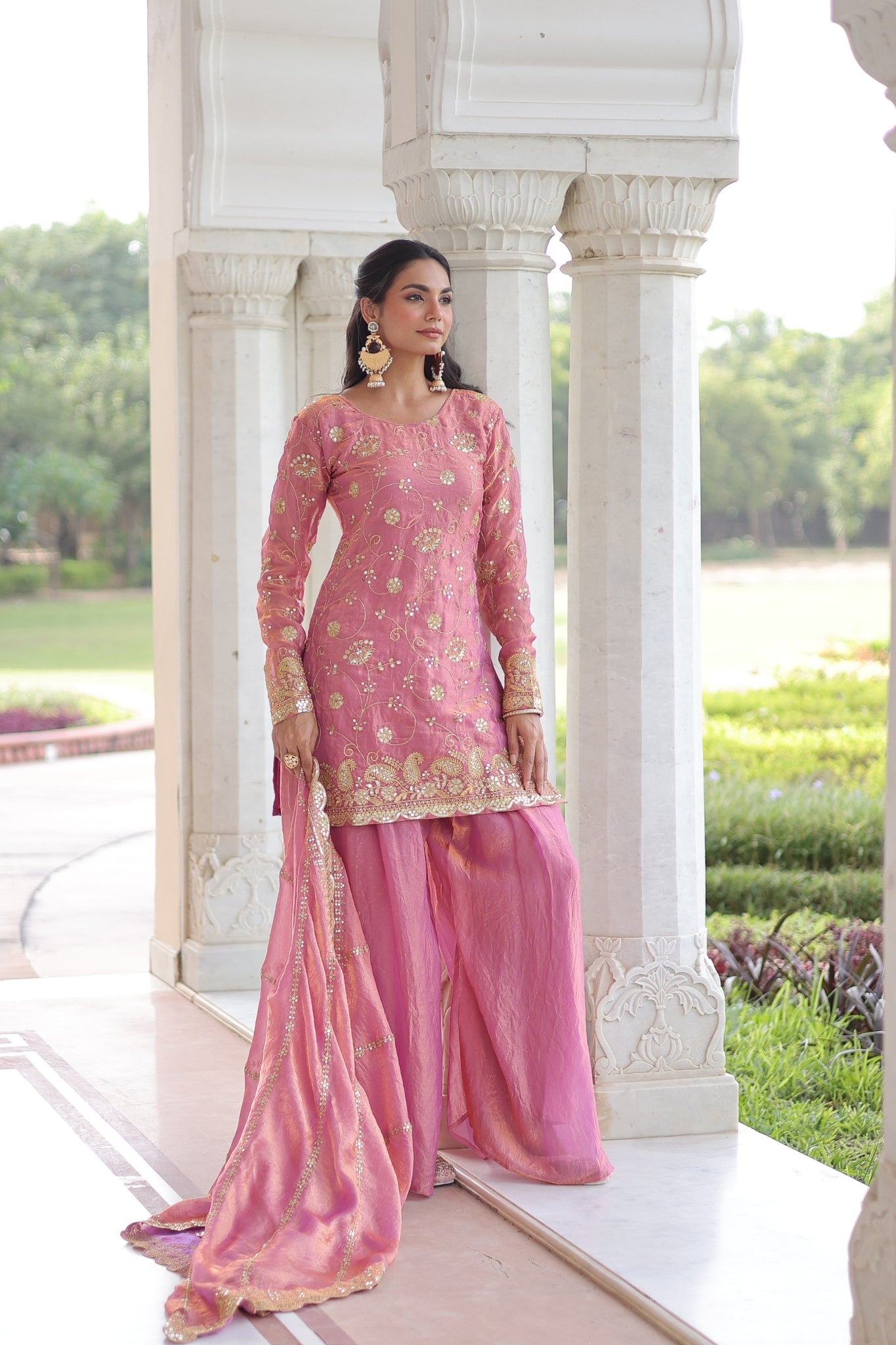 Premium Fendy Sharara Set with Rich Sequins Zari Embroidery