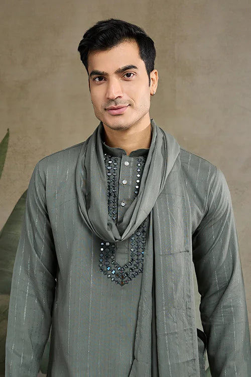 Elegant & Beautiful Rust Green Kurta with Dupatta – Stylish Look