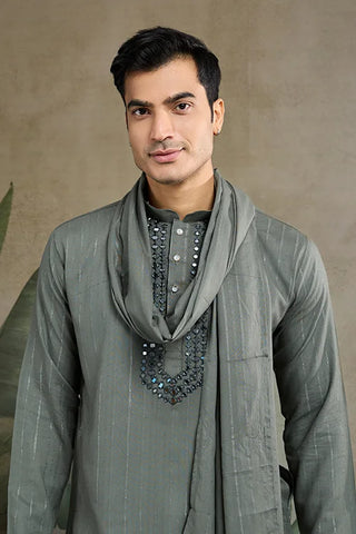 Elegant & Beautiful Rust Green Kurta with Dupatta – Stylish Look