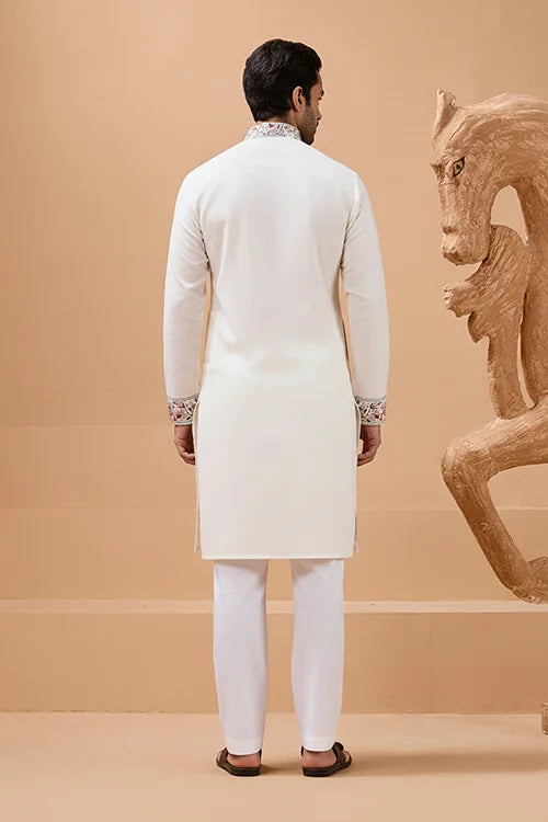 Vibrant Look White Kurta Dupatta Set for Mens Wear