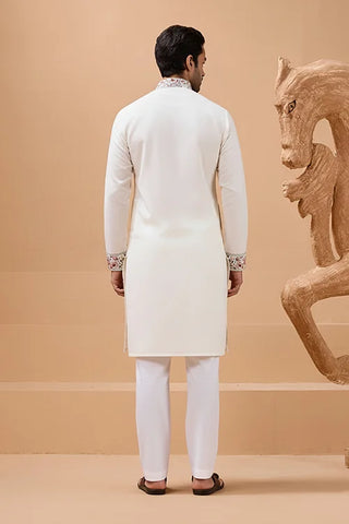 Vibrant Look White Kurta Dupatta Set for Mens Wear