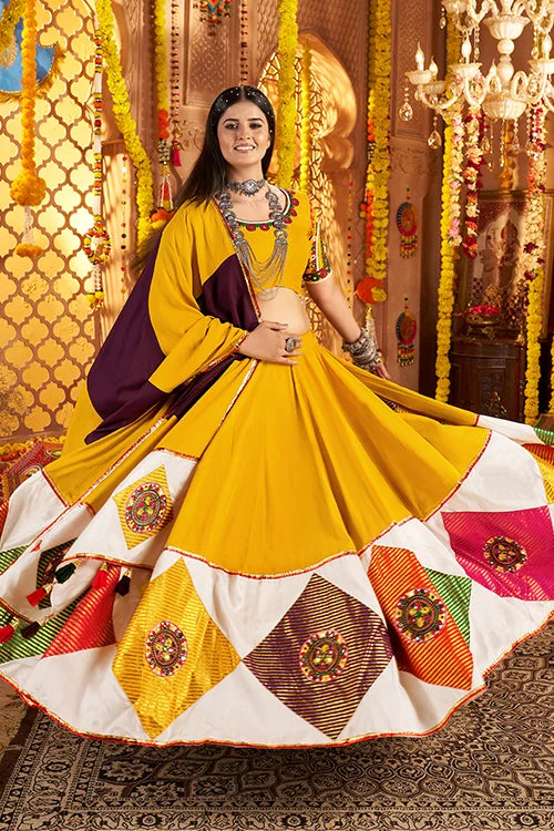 Mustard Yellow Ready to Wear Chaniya Choli for Navratri