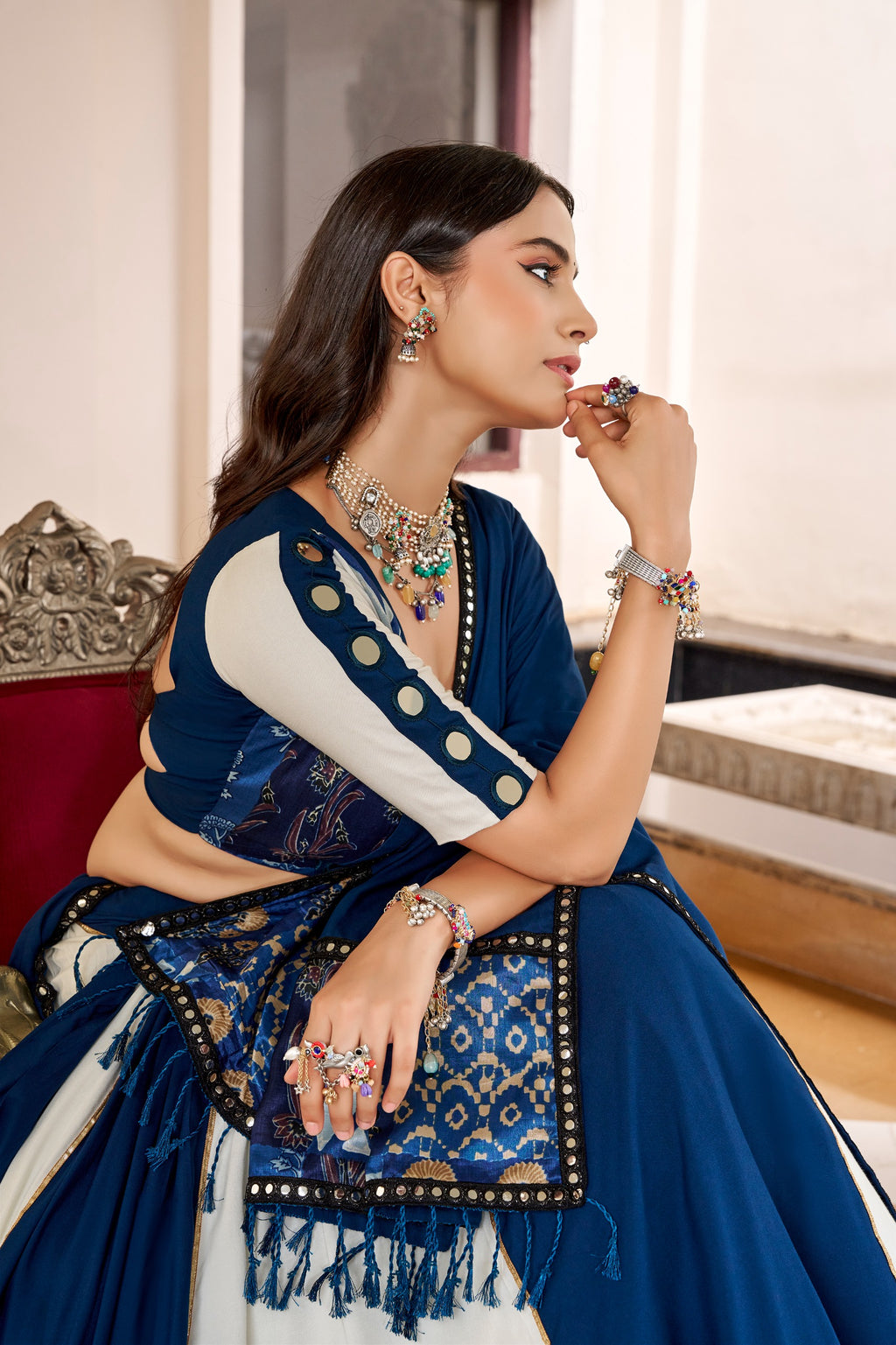 Festive Printed Mirror Lehenga Set | Tulip Designer