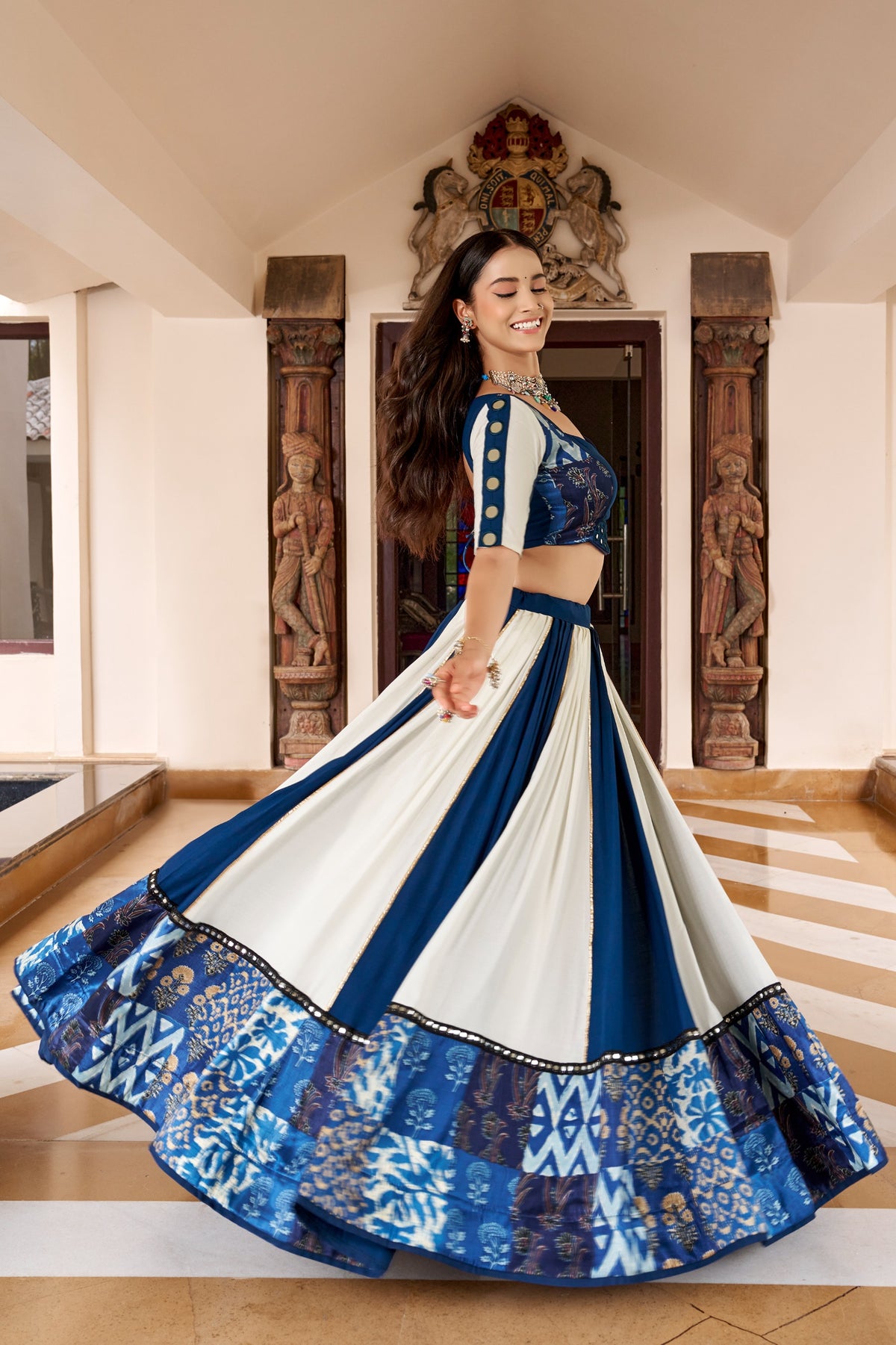 Festive Printed Mirror Lehenga Set | Tulip Designer