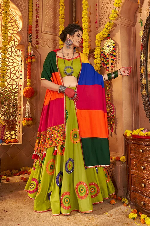 Vibrant Green Best Chaniya Choli for Navratri Garba