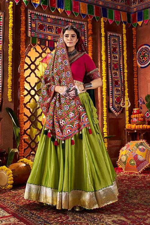 Fluorescent Green Chaniya Choli for Dandiya Nights
