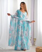 Elegant Fox Georgette Floral Anarkali Gown Set with Dupatta

