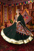 Beautiful Green Mirror Work Chaniya Choli for Navratri