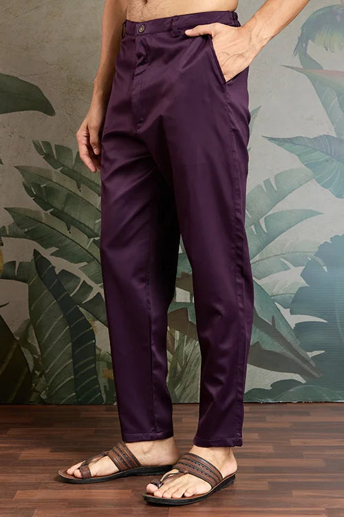 Wedding Special Purple Kurta Koti Set for Men