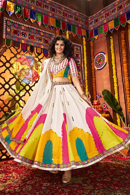 Trending White Mirror Work Choli for Navratri
