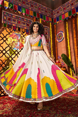 Trending White Mirror Work Choli for Navratri