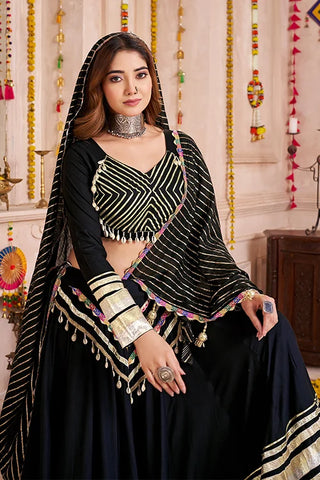 Black Chaniya Choli with Gamthi Lace for Navratri