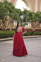 Festive Reyon Gamthi Mirror Gota Patti Gown | Tulip Designer
