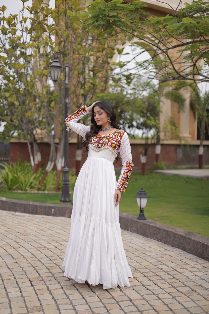 Festive Reyon Gamthi Mirror Gota Patti Gown | Tulip Designer
