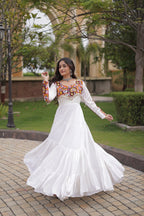 Festive Reyon Gamthi Mirror Gota Patti Gown | Tulip Designer
