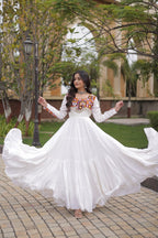 Festive Reyon Gamthi Mirror Gota Patti Gown | Tulip Designer

