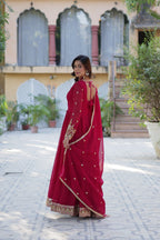 Stunning Georgette Embroidered Beautiful Gown Set