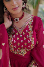 Stunning Georgette Embroidered Beautiful Gown Set